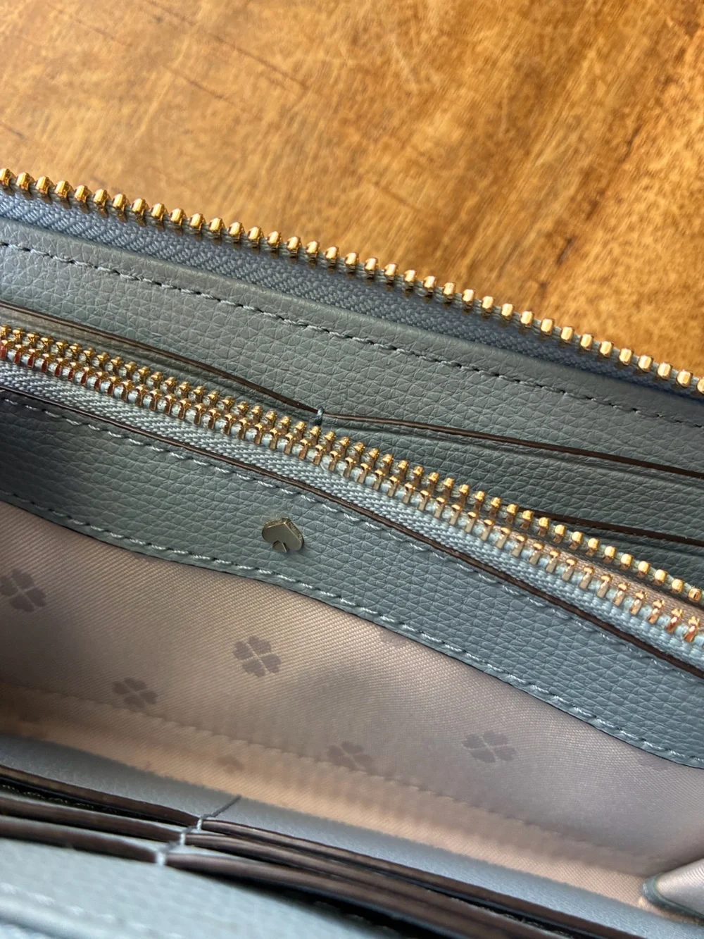 Kate Spade Wallet Light Blue Pebbled Leather Zip Around